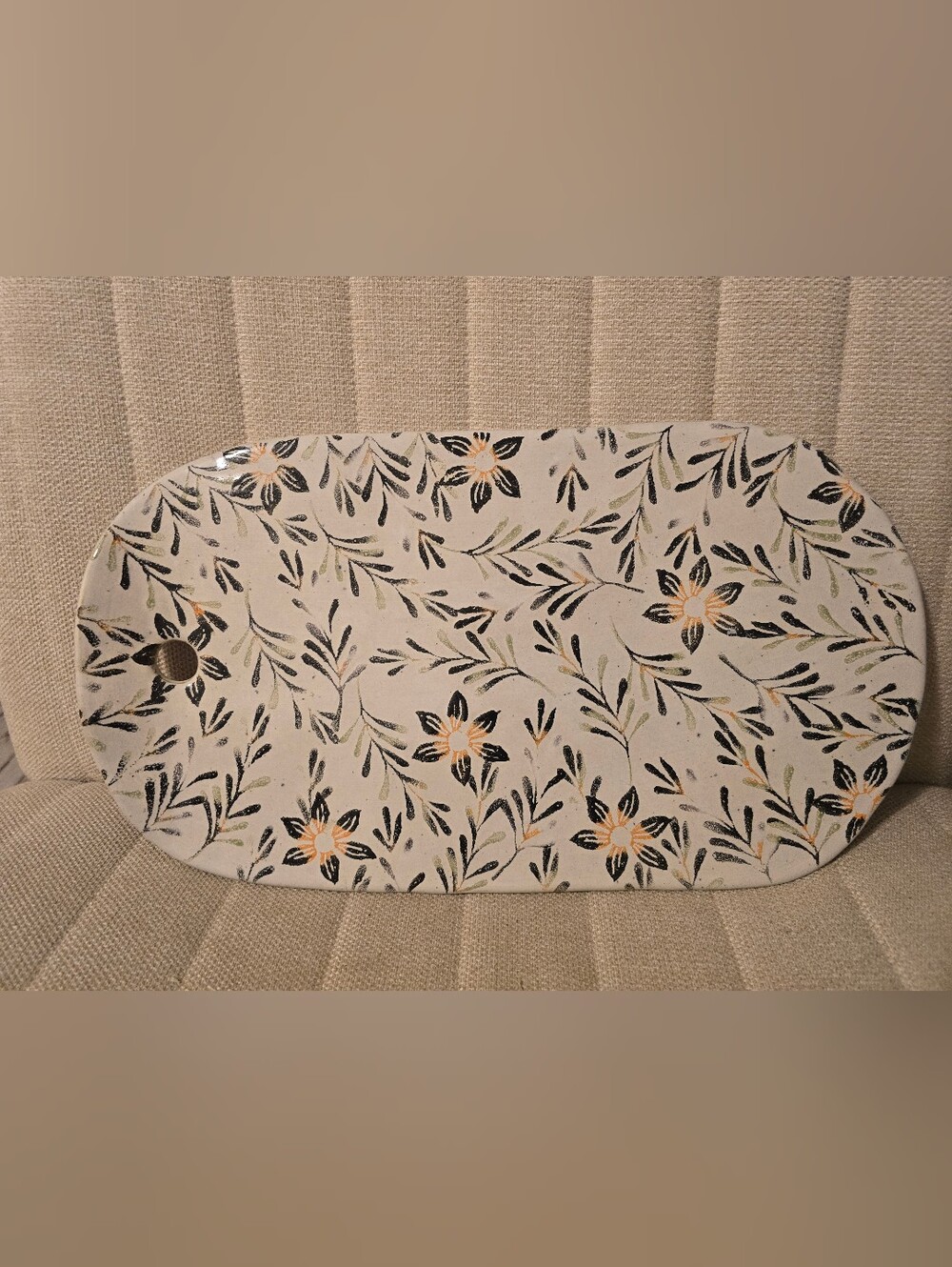 Crate & Barrel Ceramic/Stoneware “Viola” Charcuterie/Cheese Board Portugal - NWT